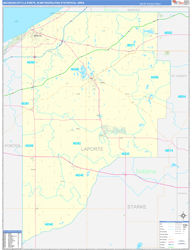 Michigan City-La Porte Metro Area Wall Map Basic Style 2024
